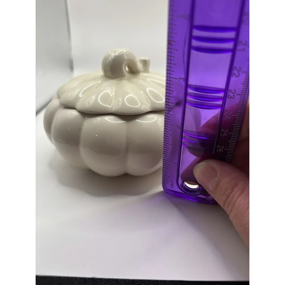 Set Of 2 Ceramic White Pumpkin Candle Bath And Body Works UNUSED